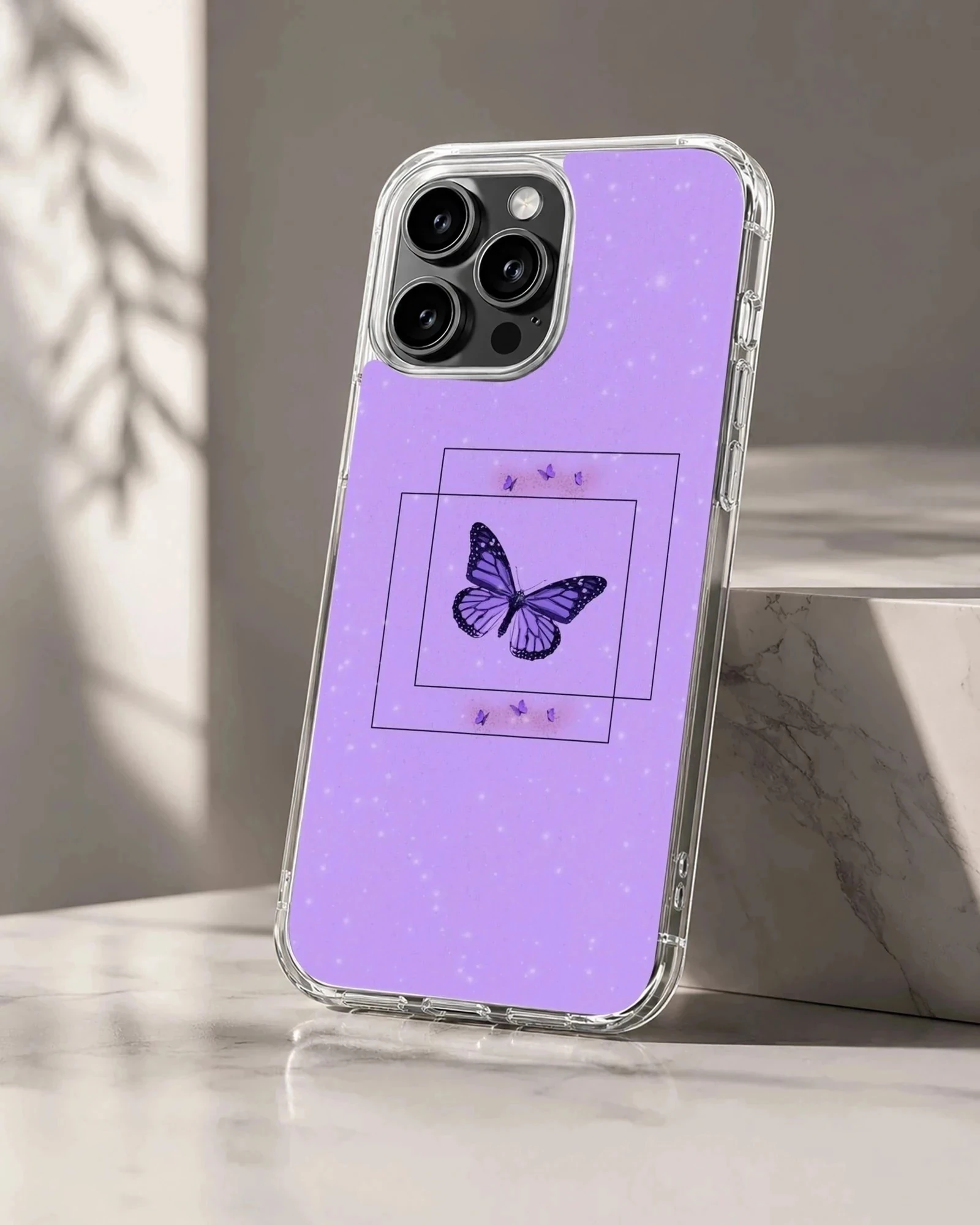 Butterfly illustration on purple background phone case