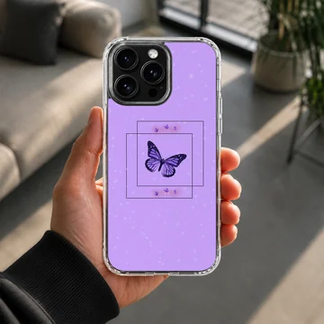 Butterfly illustration on purple background phone case — Lifestyle