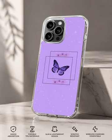 Butterfly illustration on purple background phone case — Specs