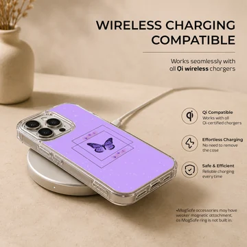 Butterfly illustration on purple background phone case — Charging