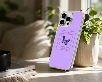 Butterfly illustration on purple background phone case — Lifestyle