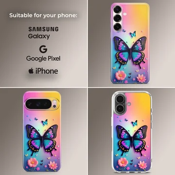 Butterfly and floral digital illustration on phone case — Collage