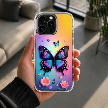 Butterfly and floral digital illustration on phone case — Lifestyle