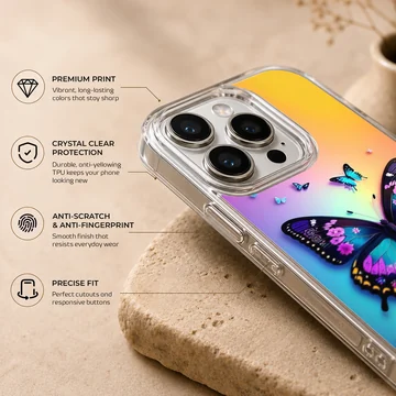 Butterfly and floral digital illustration on phone case — Info