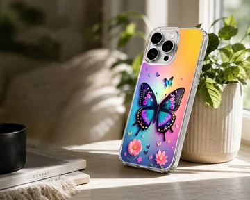 Butterfly and floral digital illustration on phone case — Lifestyle