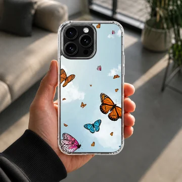 Butterflies flying in a sky blue background phone case — Lifestyle