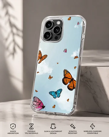 Butterflies flying in a sky blue background phone case — Specs