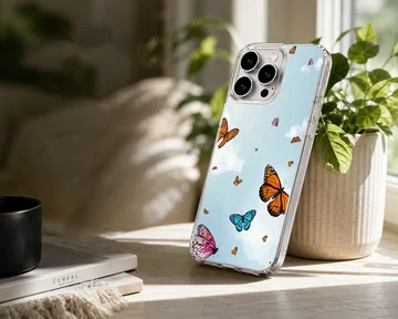 Butterflies flying in a sky blue background phone case — Lifestyle