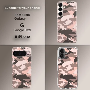 Pink and brown camouflage pattern printed on a matte phone case — Collage
