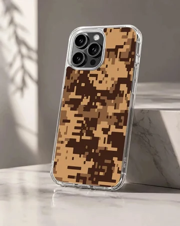 Digital desert pixel camo pattern printed on a slim matte phone case