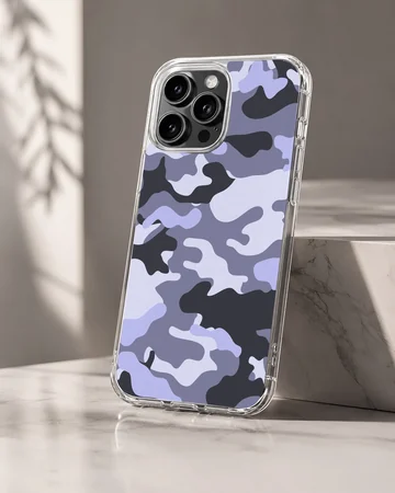 Urban purple and dark grey camouflage pattern printed on a matte snap phone case — Hero