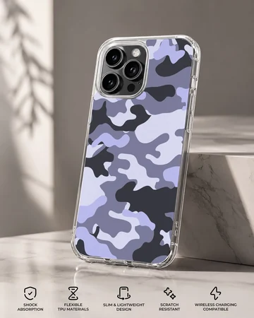 Urban purple and dark grey camouflage pattern printed on a matte snap phone case — Specs