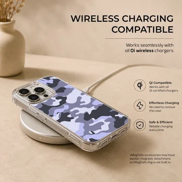 Urban purple and dark grey camouflage pattern printed on a matte snap phone case — Charging
