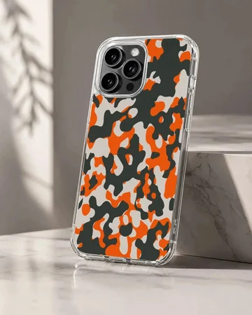 Orange camouflage pattern art on a phone case
