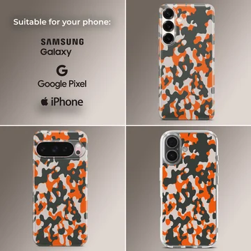 Orange camouflage pattern art on a phone case — Collage