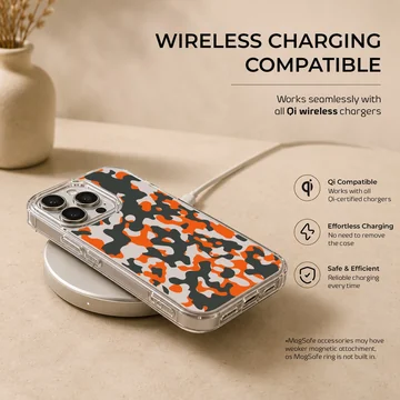 Orange camouflage pattern art on a phone case — Charging