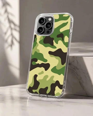 Green and black military camouflage pattern phone case