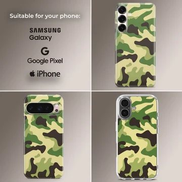 Green and black military camouflage pattern phone case — Collage