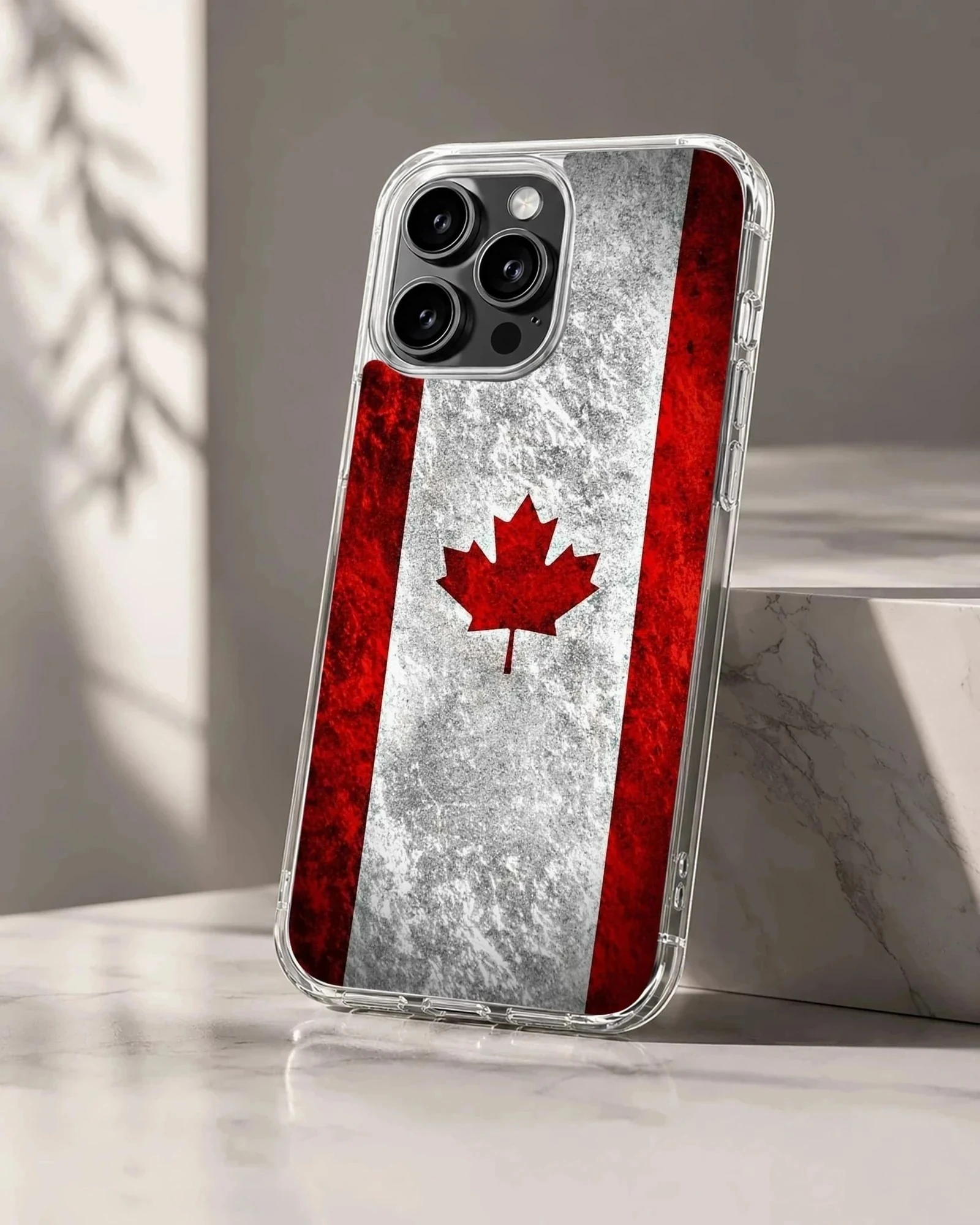 Distressed Canadian flag with a red maple leaf on a phone case