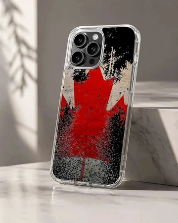 Distressed red maple leaf Canadian flag phone case