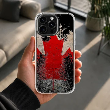 Distressed red maple leaf Canadian flag phone case — Lifestyle