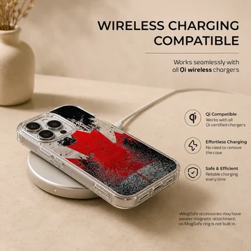 Distressed red maple leaf Canadian flag phone case — Charging
