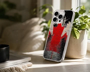 Distressed red maple leaf Canadian flag phone case — Lifestyle
