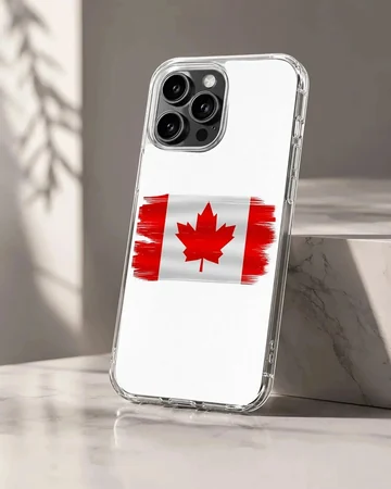 Distressed red and white Canadian flag artwork on a phone case