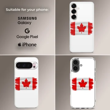 Distressed red and white Canadian flag artwork on a phone case — Collage
