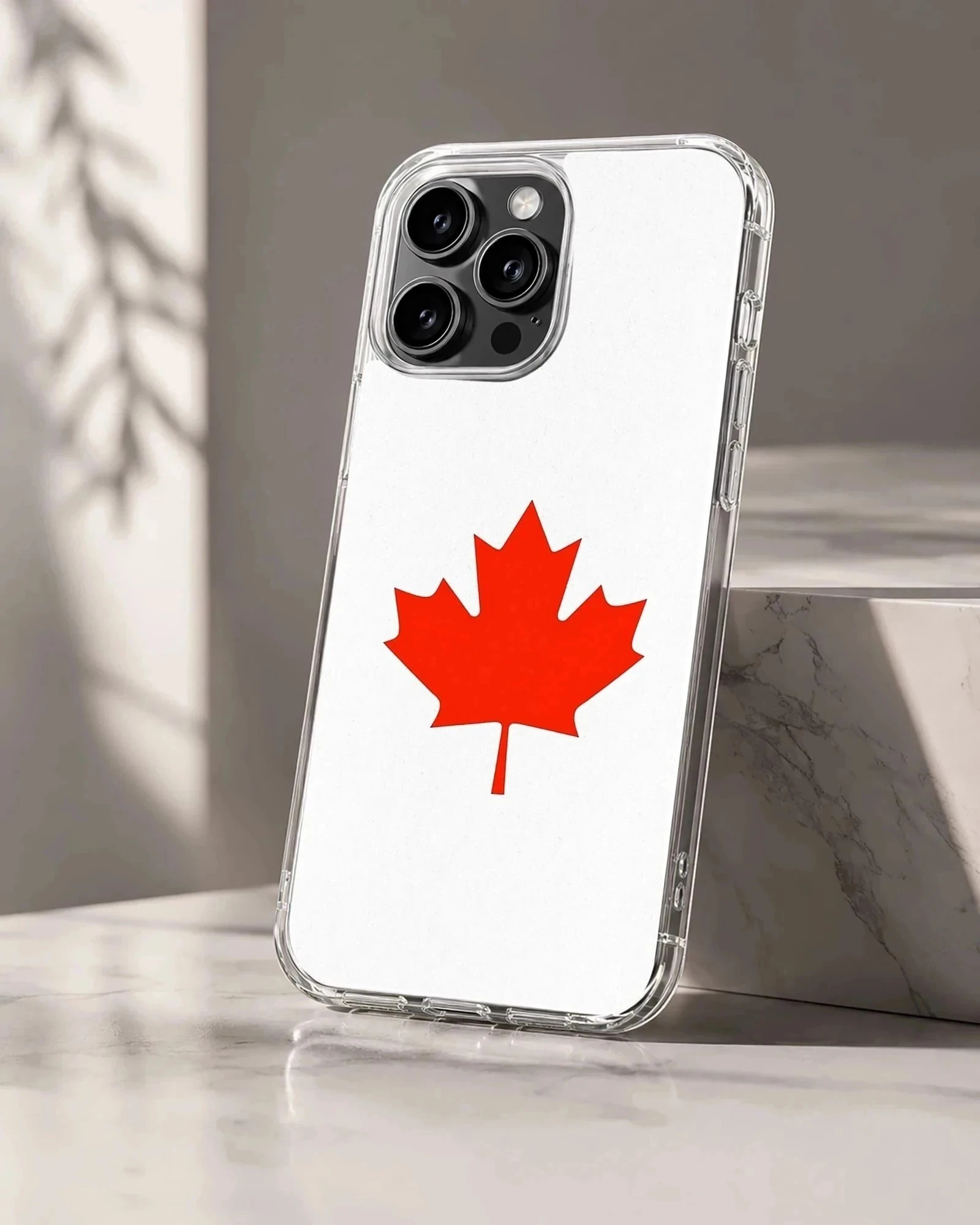 Vibrant red Canadian maple leaf illustration centered on a crisp white background phone case