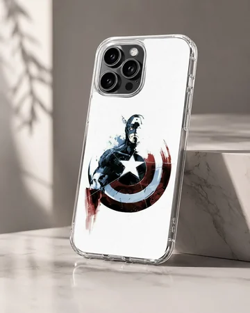 Captain America hero artwork with circular red, white, and blue shield on a phone case — Hero