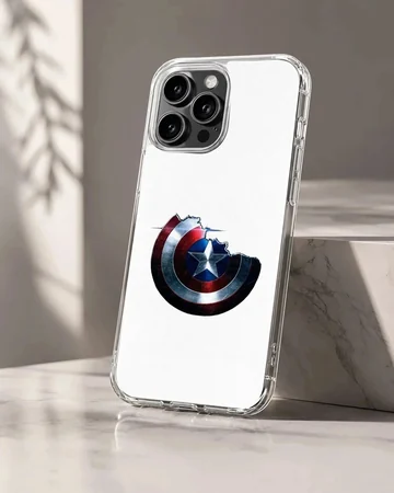 Captain America B202 battle-damaged shield artwork on a phone case