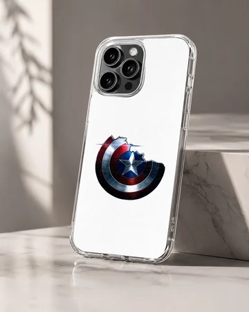 Captain America B202 battle-damaged shield artwork on a phone case — Hero