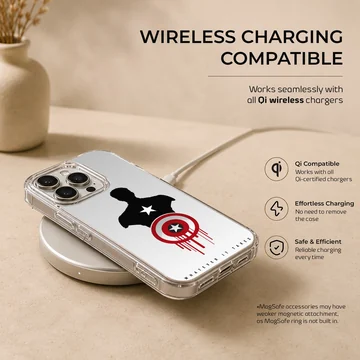 A phone case featuring a black hero silhouette, red and white shield graphic, and the words whatever it takes. — Charging