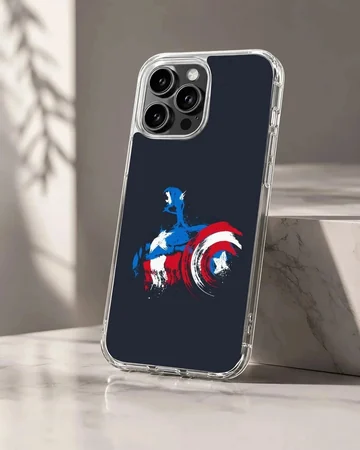Captain America shield graphic in brush stroke style on a phone case
