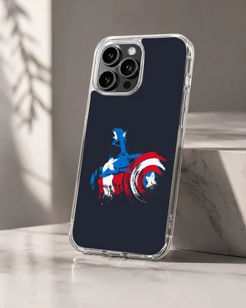 Captain America shield graphic in brush stroke style on a phone case — Hero