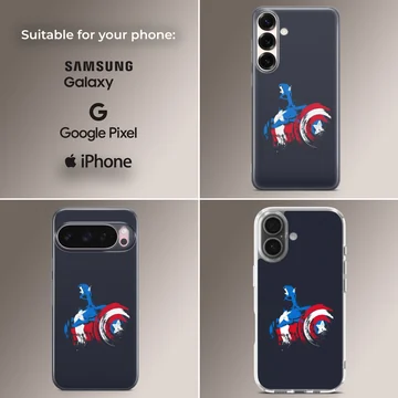 Captain America shield graphic in brush stroke style on a phone case — Collage
