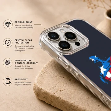 Captain America shield graphic in brush stroke style on a phone case — Info