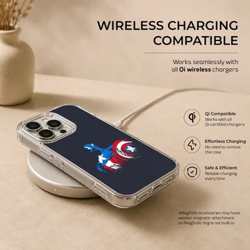 Captain America shield graphic in brush stroke style on a phone case — Charging