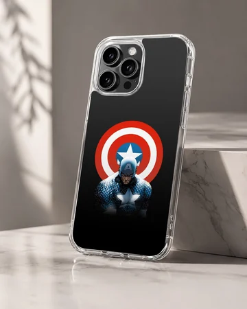 Captain America hero with iconic red, white, and blue shield on a phone case — Hero