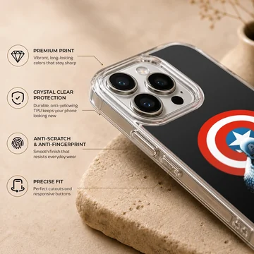 Captain America hero with iconic red, white, and blue shield on a phone case — Info