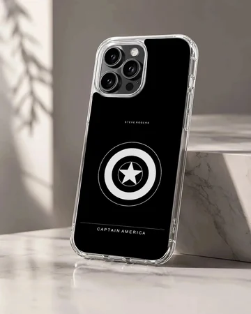 Captain America minimal shield emblem on a black background phone case