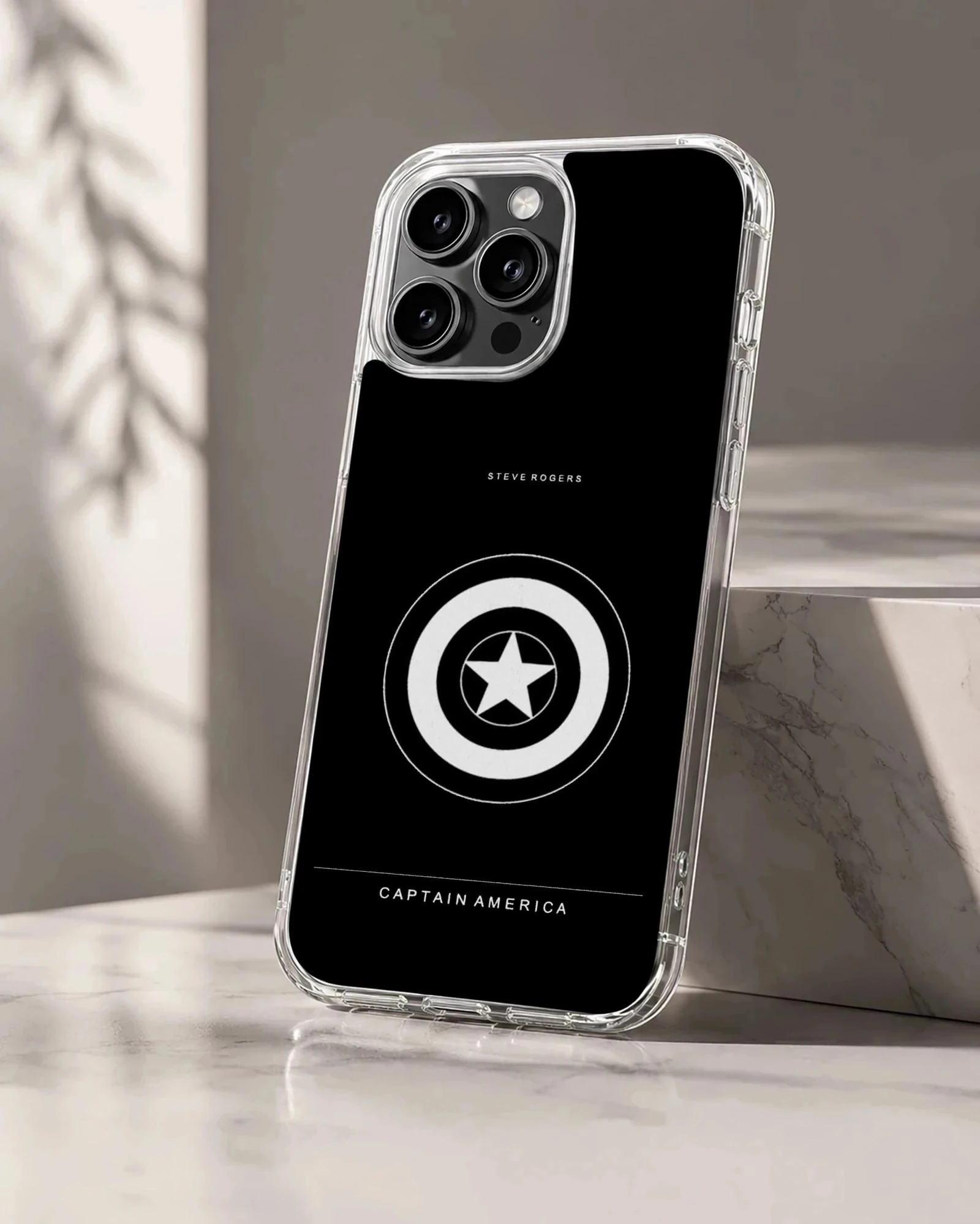 Captain America minimal shield emblem on a black background phone case