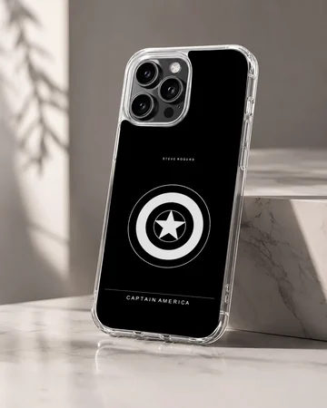 Captain America minimal shield emblem on a black background phone case — Hero