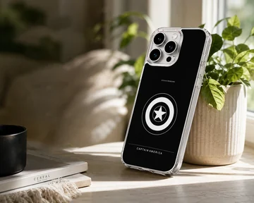 Captain America minimal shield emblem on a black background phone case — Lifestyle
