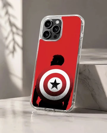 Captain America shield silhouette graphic on a vibrant red background phone case