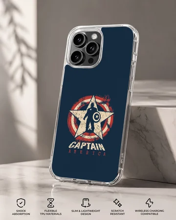 Distressed star emblem graphic on a dark blue background phone case — Specs
