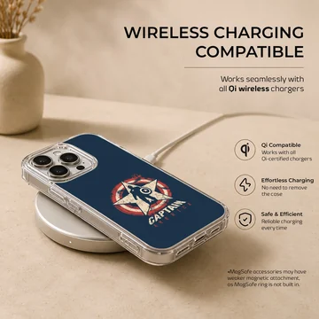 Distressed star emblem graphic on a dark blue background phone case — Charging