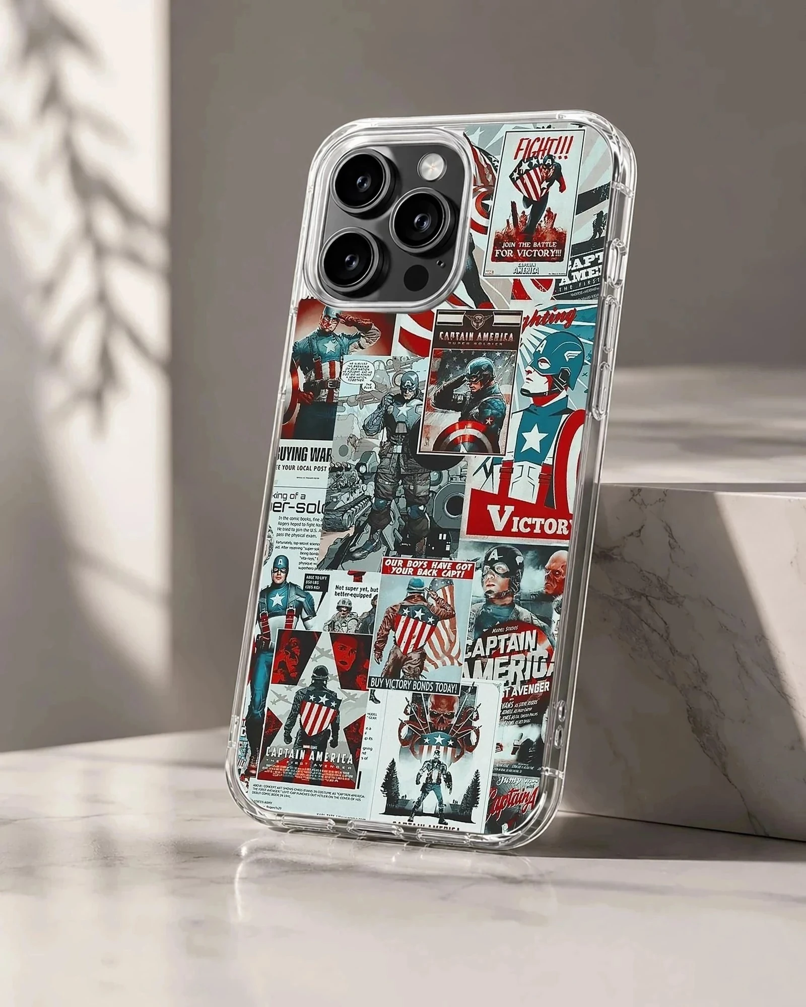 A collage of vintage comic book panels featuring heroic illustrations on a phone case