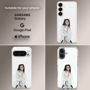 Music star in a shimmering silver outfit printed on a phone case — Collage